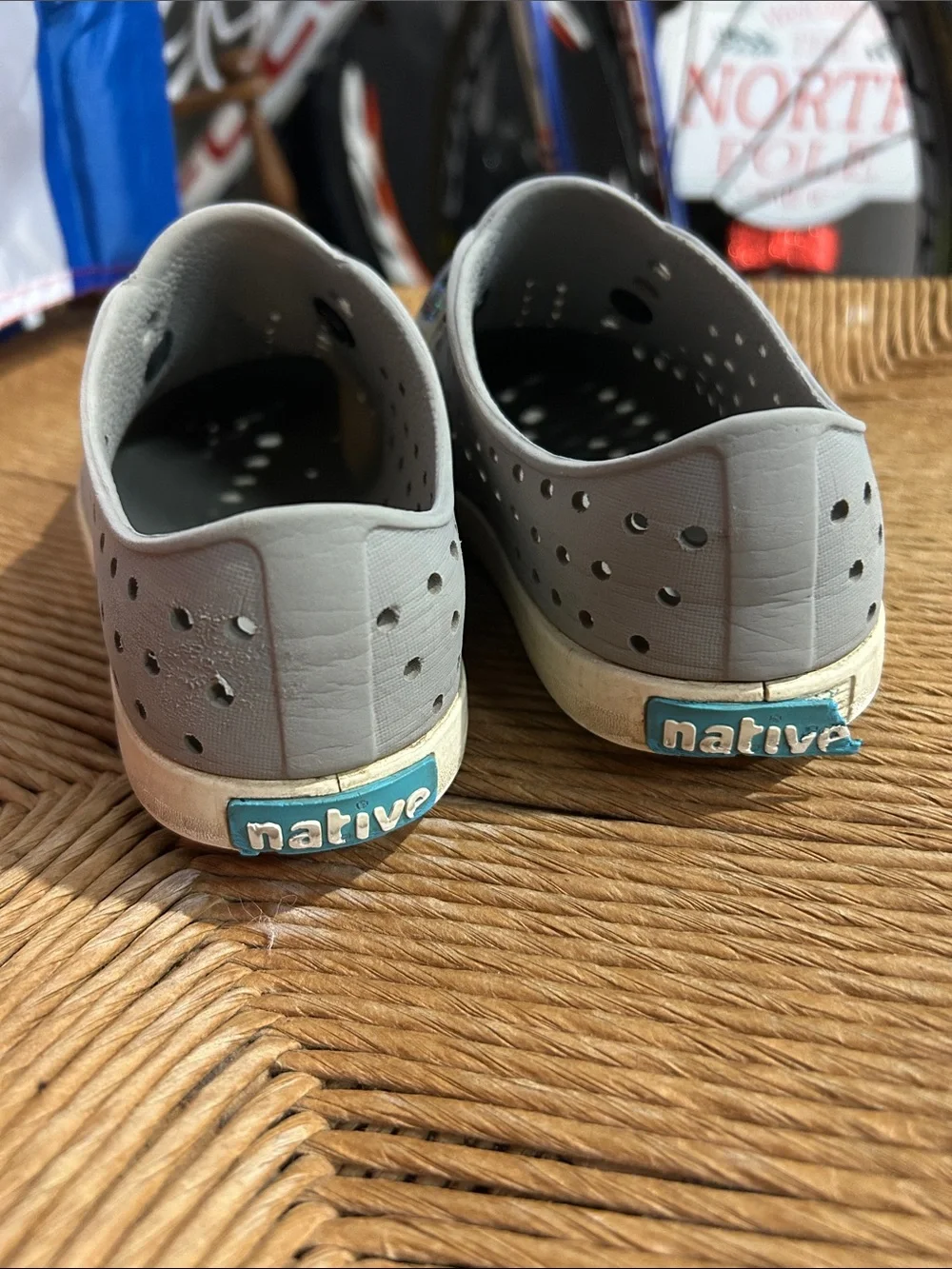 Native Kids Slip-On Water Shoes in Light Gray with White Toecaps